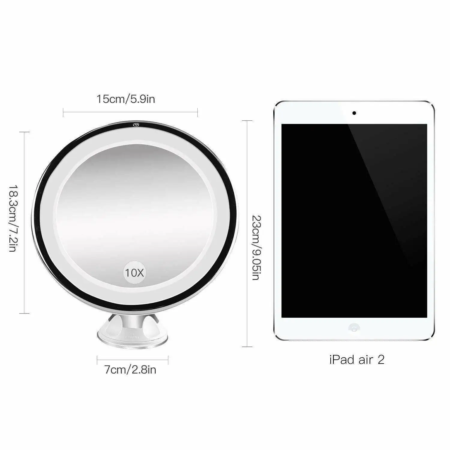 Светодиодный зеркальный светильник для макияжа увеличительное зеркало 10x