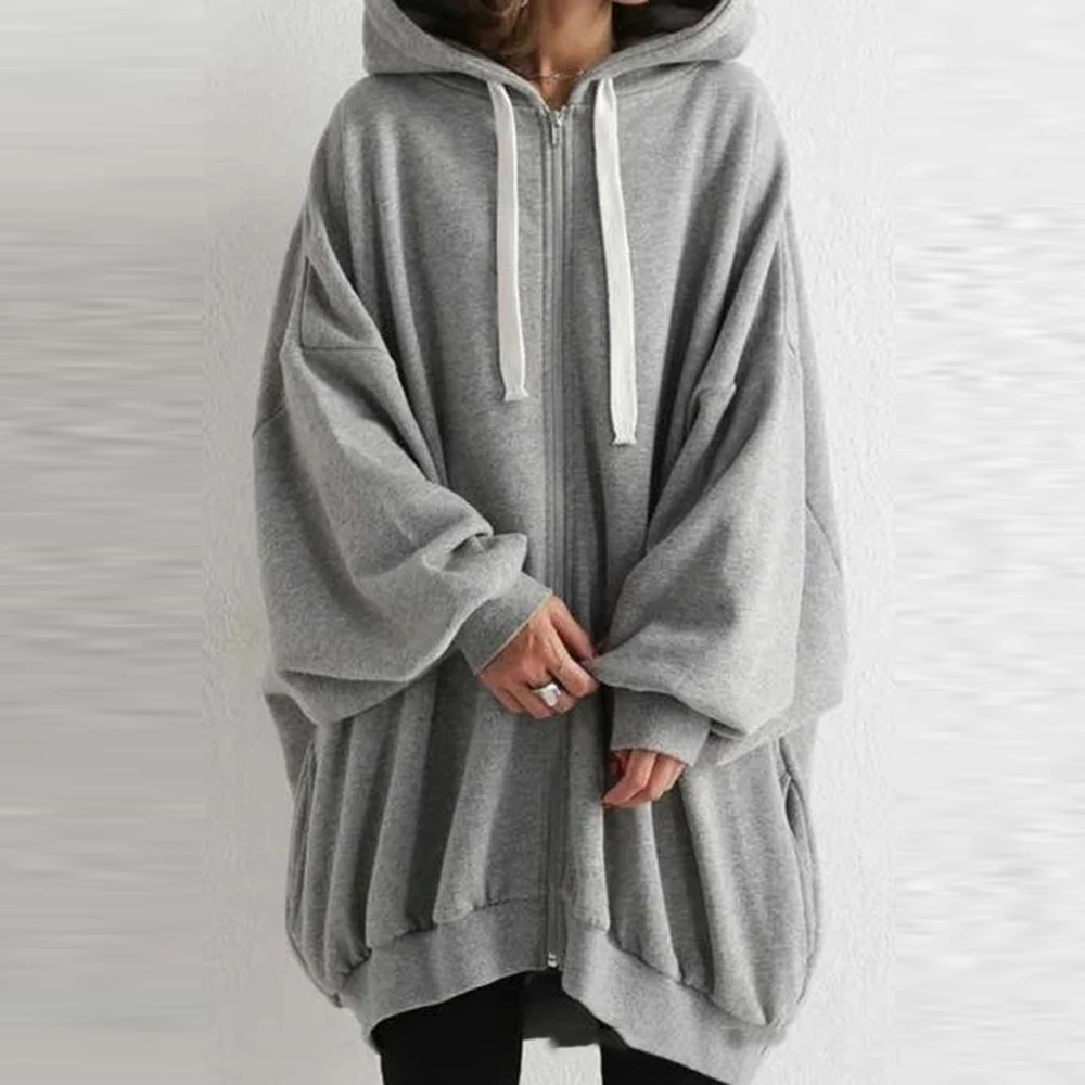 

oversized women hoodies tops autumn grey female long sweatshirts loose 2021 korean japan hooded casual femme hoodies sweatshirts