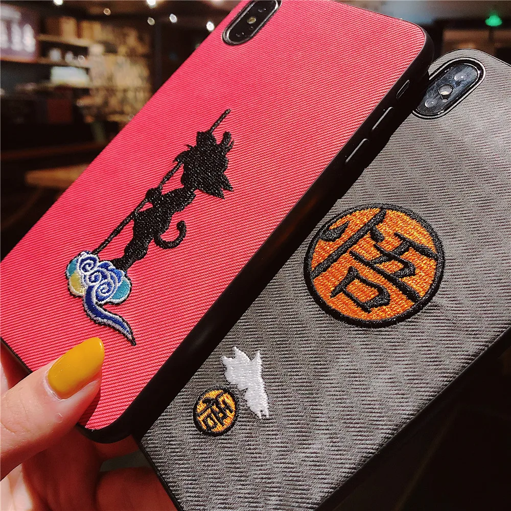 Мультяшный Вышитый Чехол для телефона Apple iPhone 7 Plus чехол Dragon Ball 6 6s 8 X XS MAX XR
