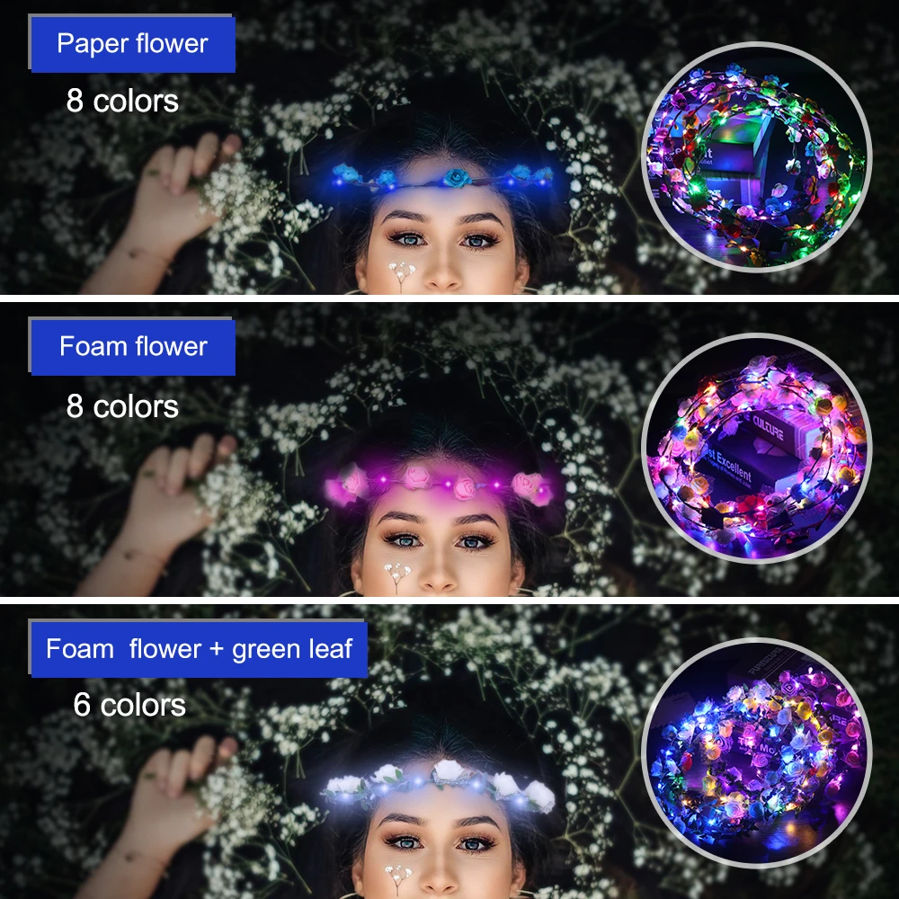 Новый 8 шт свадебный декоративный светодиодный свет повязка на голову венок