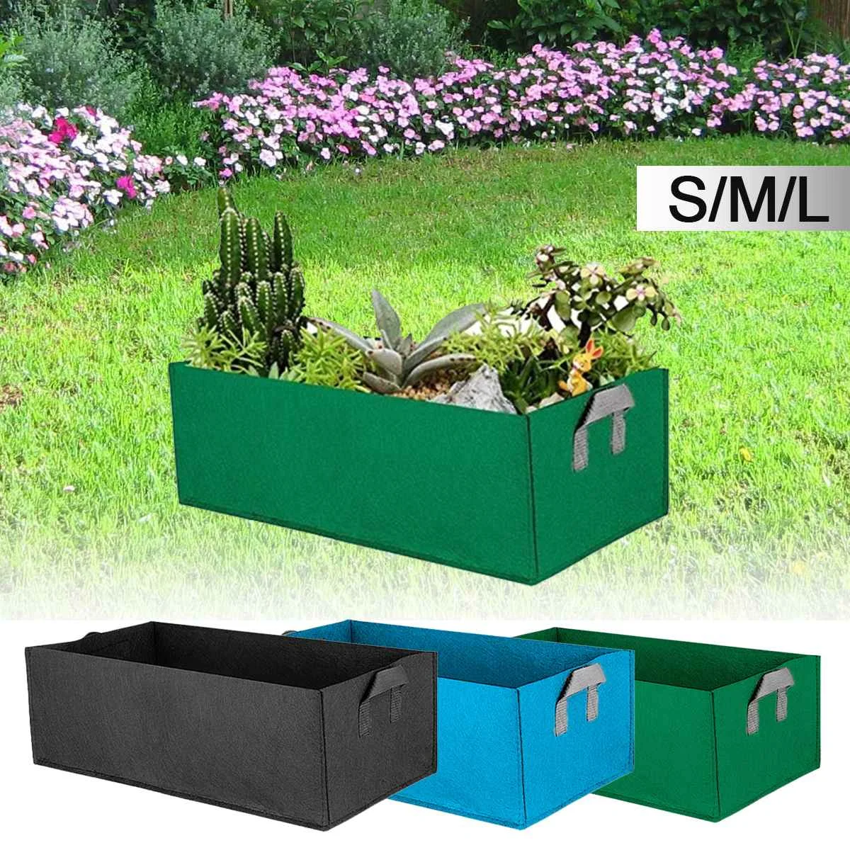 

Grow Bag Garden Bed Anti-Corrosion Outdoor Vegetable Planter Non-woven Fabric Seedling Gallon Tree Handle Rectangle Strawberry
