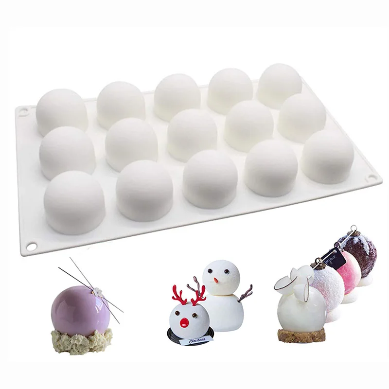 15 Cavity 3D Ball 15 Полость вокруг шара, силиконовая форма, 3D трюфель, шоколадные формы для выпечки, формы для мусса, торта, десерта, форма для выпечки, инструменты для украшения торта - Цвет: 15 Cavity 3D Ball