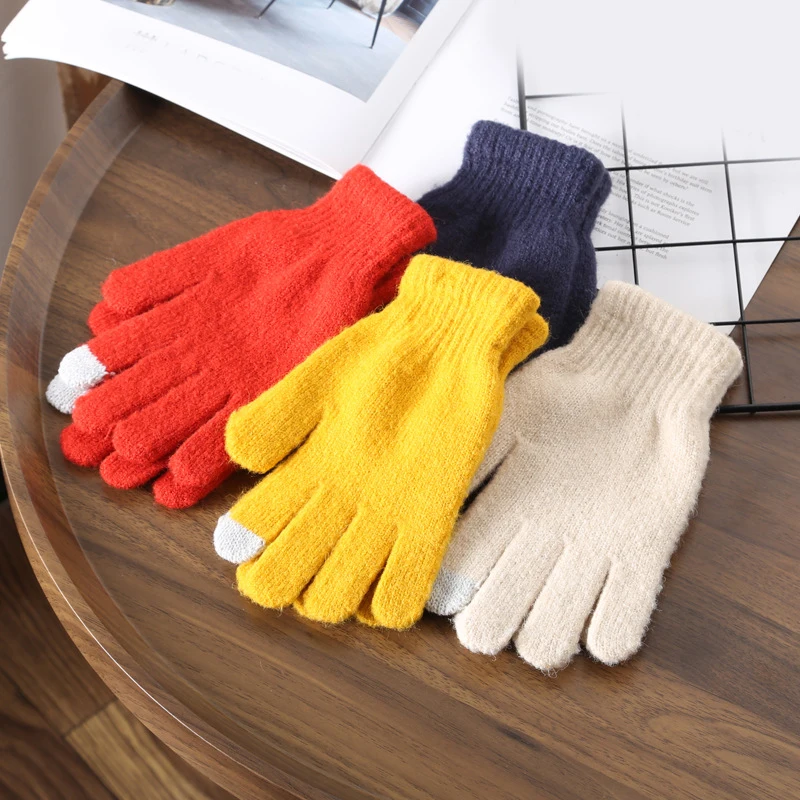 

Knitting Touch Screen Gloves Winter Warm Windproof Solid Color Gloves Breathable Comfortable Couple Gloves Winter Decoration