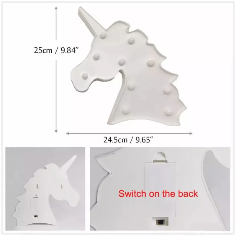 Светодиодный ночник с единорогом украшение головы животного настольная лампа