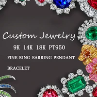 customize jewelry service custom moissanite ring diamond ring or emerald ring ruby ring in 14k 18k pt950
