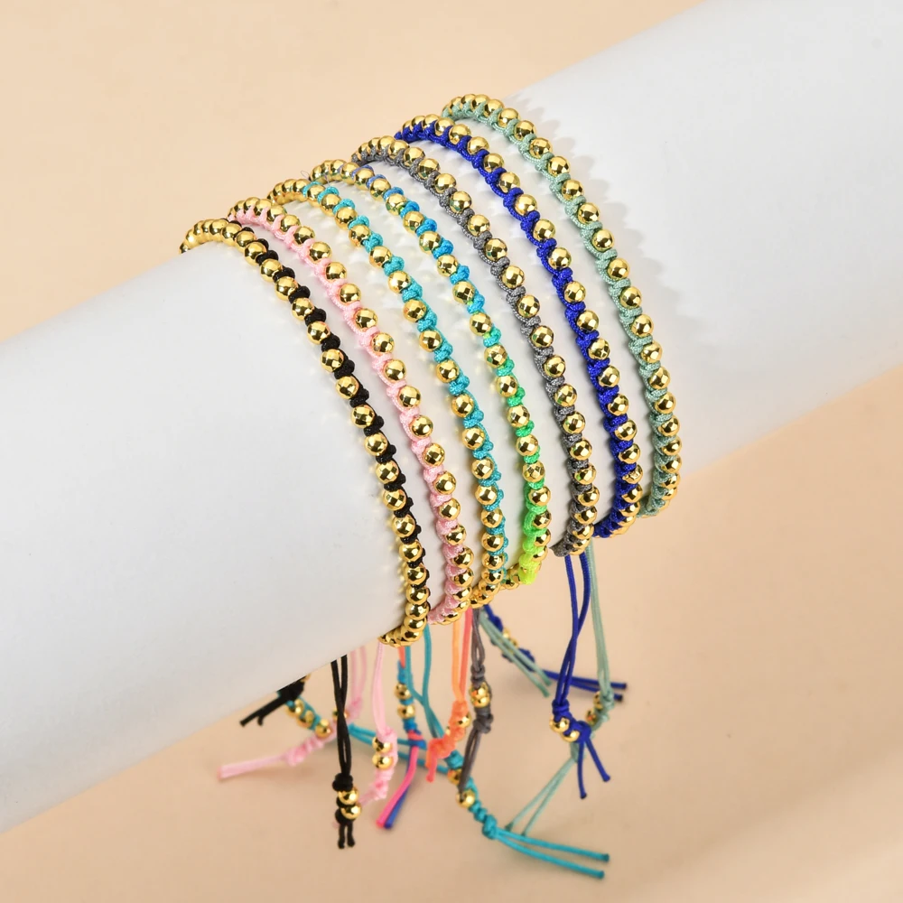 

ZMZY Boho Color Gold Beaded Bracelet Women Girls Rainbow Cord New Minimalist Bracelets Simple Handmade Ladies Jewellery Gifts