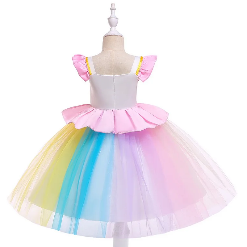 Детский костюм для косплея с единорогом платье пачка радужными цветами девочек
