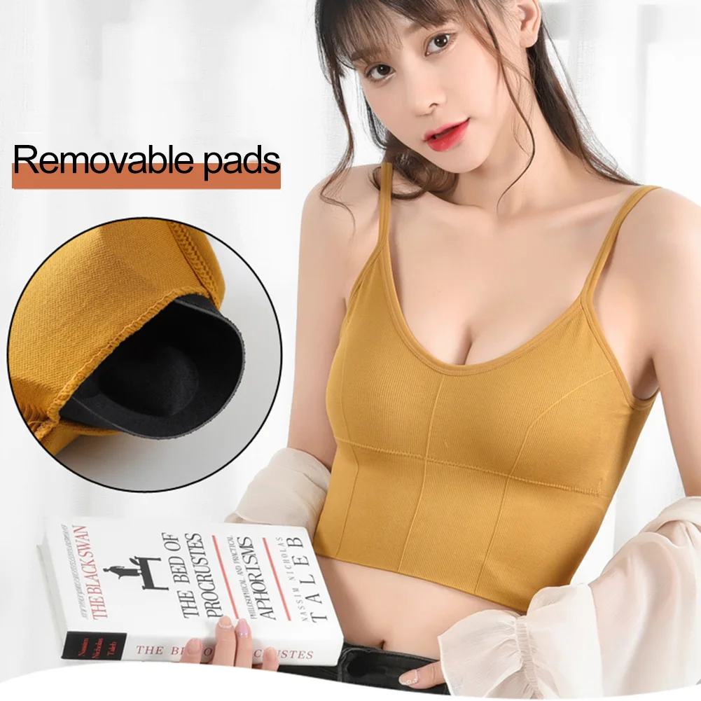

2021 Sexy Women Bra Push Up Seamless Bras For Women Tank Crop Top With Removable Padded Wirefree Underwear Bralette Backless Bra