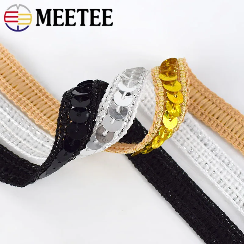 10/20 метров Metee 12 мм плетеная кружевная тканевая лента с блестками для