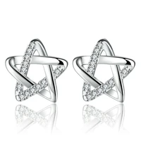 lovely silver color star crystal stud earrings womens girls lover jewellery birthday gift