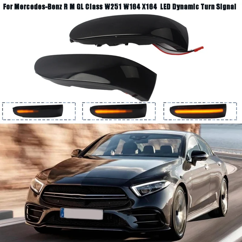 

NEW-Car LED Dynamic Turn Signal Light Side Rearview Mirror Light for Mercedes-Benz R M GL Class W251 W164 X164