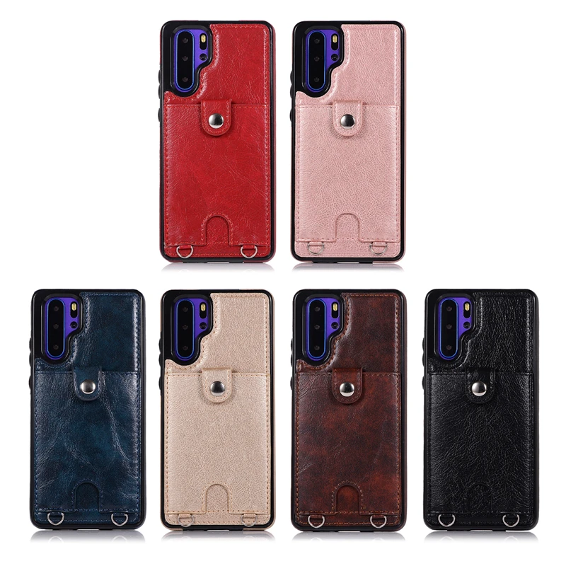 

For Huawei MATE20 P30 PRO LITE phone case business retro luxury PU leather multi-function card holder lanyard protective cover