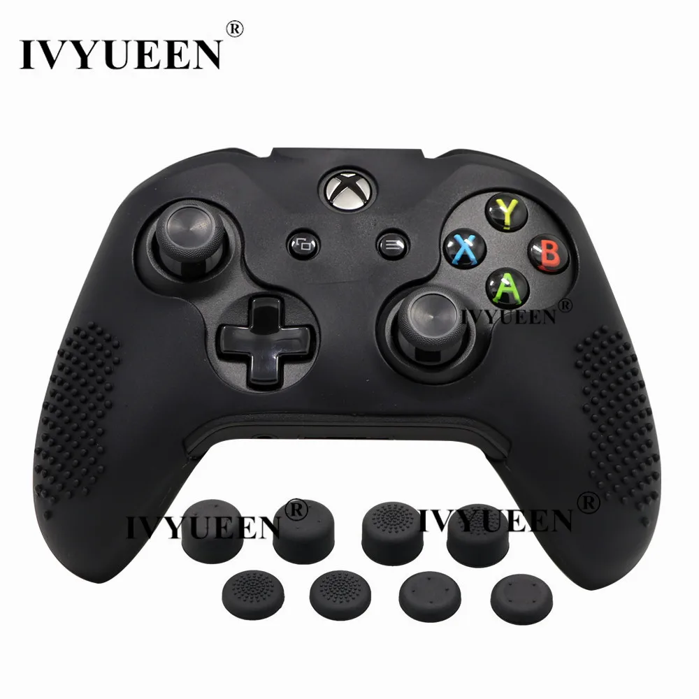 Черный IVYUEEN 9 в 1 силиконовый чехол для Xbox One X S контроллер и 8 шт. аналоговая ручка крышки - Цвет: Черный
