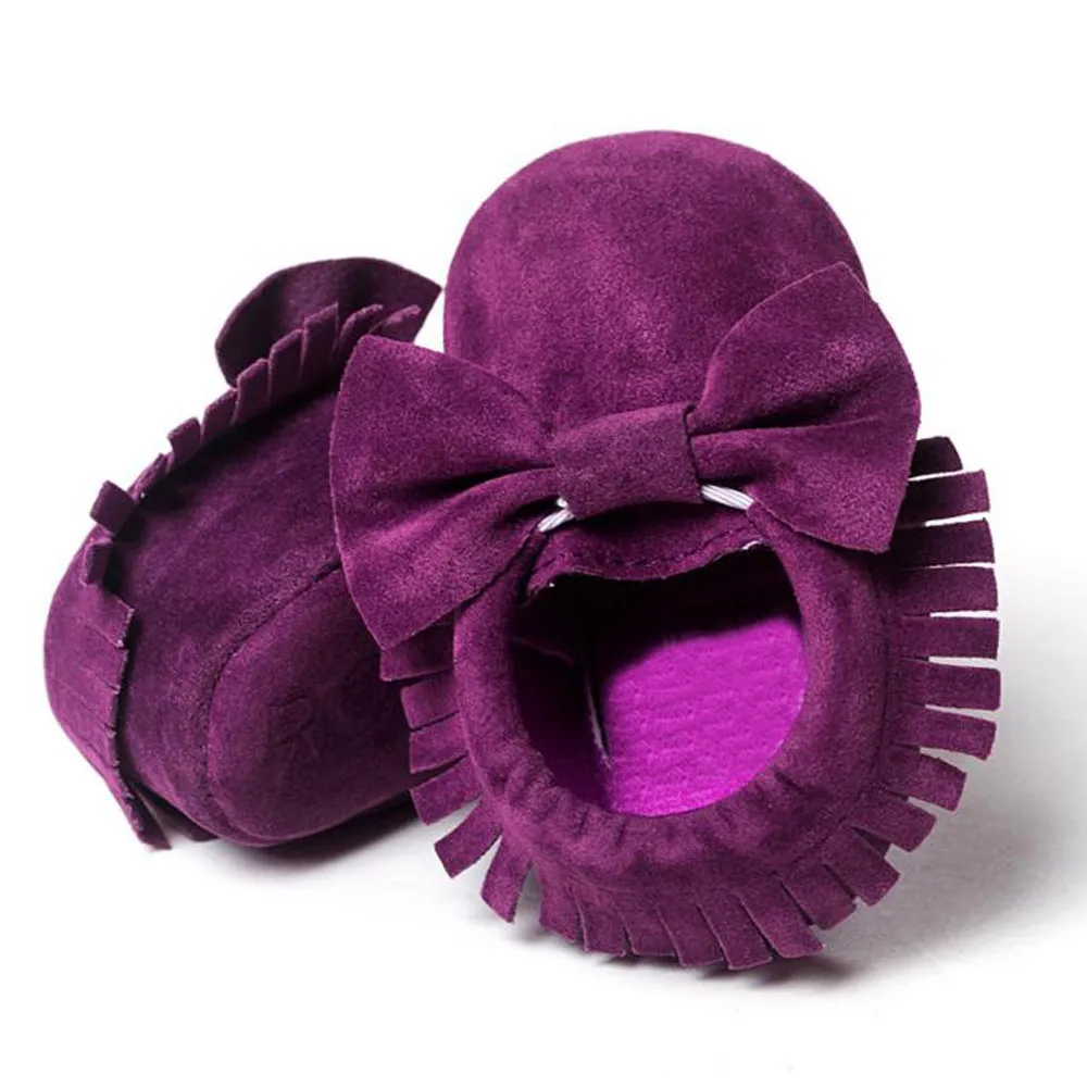 Для маленьких девочек Мокасины с кисточками С бантом из искусственной кожи для