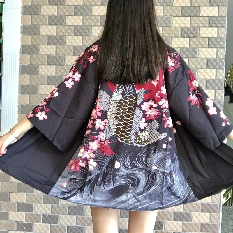

Japanese Kimono Cardigan Japanese Kimono Traditional Woman 2021 Cosplay Yukata Female Obi Japanese Streetwear Haori