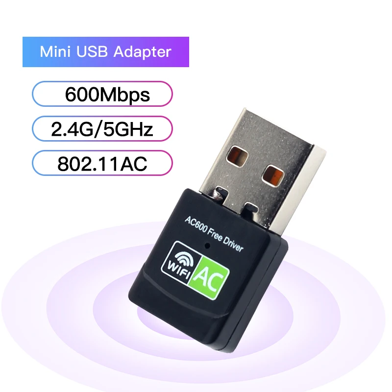 Миниатюрный USB Wi-Fi адаптер 1200 Мбит/с сетевая Двухдиапазонная 2 4G/5 ГГц Ethernet