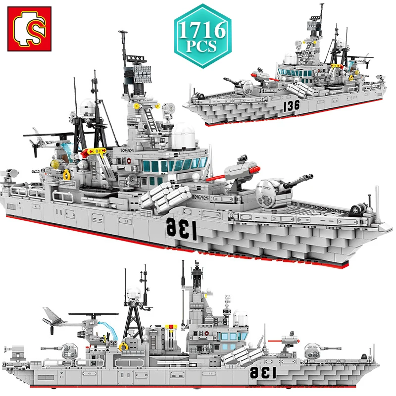 

SEMBO Creative Military Destroyer Ship Building Blocks High-tech Army Boat Bricks Construction Diy Toys for Boys Festival Gift