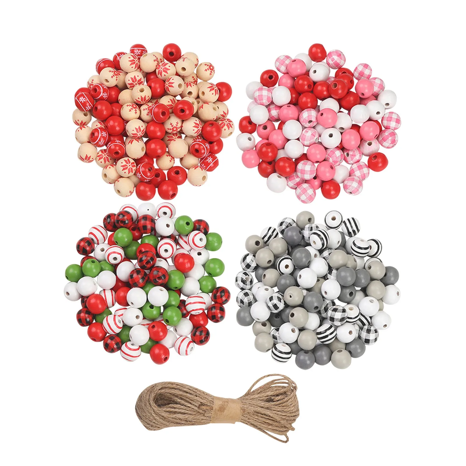 

Christmas Wooden Bead Snowflake Bead Christmas Wood Round Beads For Children DIY Craft Making Christmas Gift Party Decoration