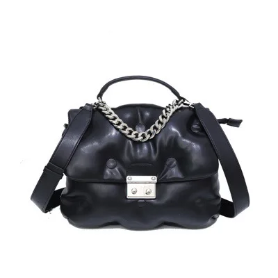 

Роскошная зимняя дамская сумочка с наполнителем из хлопка и перьев, новинка, женская сумка через плечо, дизайнерские сумки с верхними ручка...