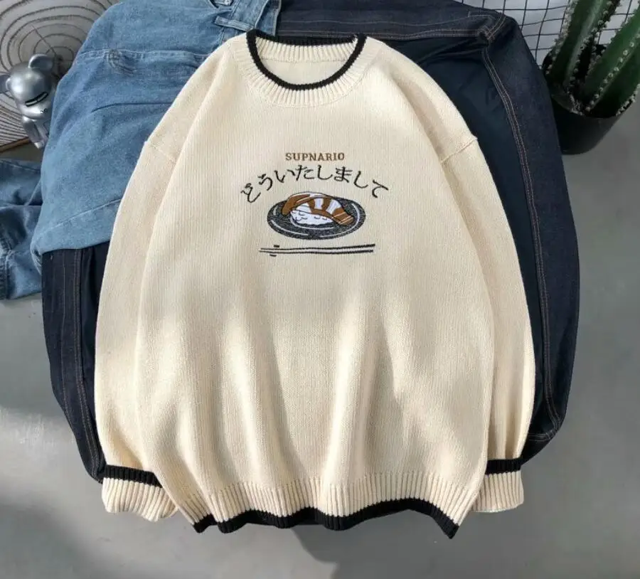 

Japan Style Knit Sweater Men Clothing Fashion Harajuku Sweaters Pullover Mens Sweater For Men Korean Clothes sweaters men