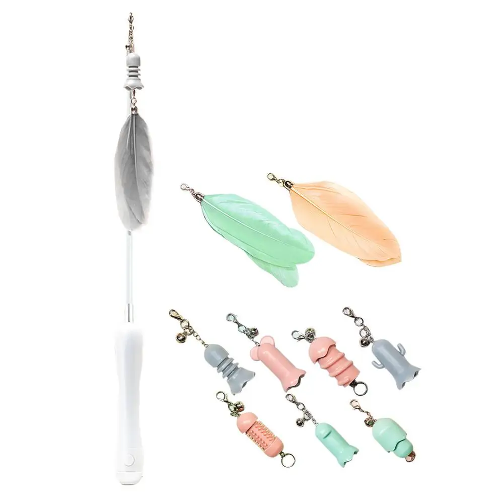 

Игрушки для кошек и перьев, Интерактивная Выдвижная палочка, сменные разноцветные наполнители для перьев с колокольчиками для кошек и котя...