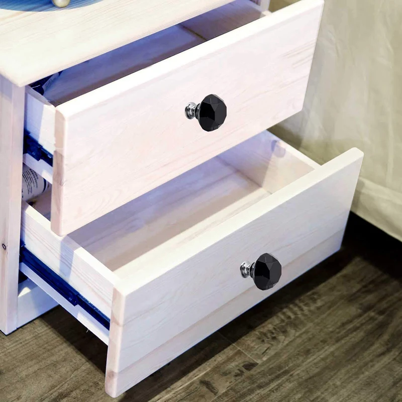 Черные 10 шт 30 мм Хрустальные стеклянные ручки для шкафа Алмазная форма ящика