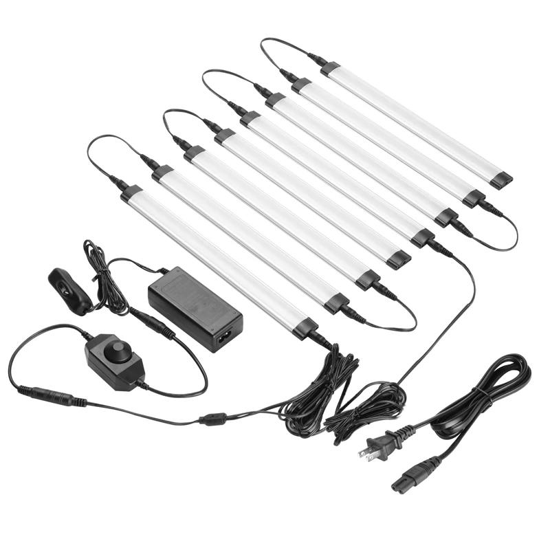 

ABIOO Cabinet Bar Kit Rigid LED Bar Light with Dimmer Switch Cabinet Bar Light Furniture Kitchen Cabinet Lighting Bar(8 Panels)