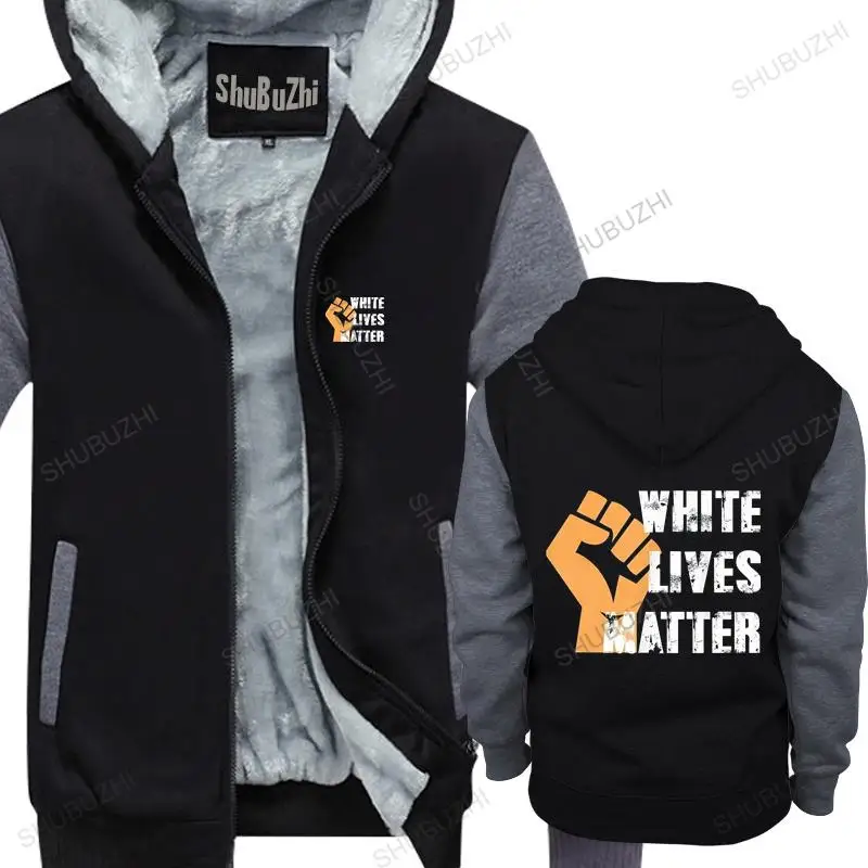 

Man black zipper thick hoodies White Lives Matter Tops coat jacket Civil Rights unisex Outwear men hoody