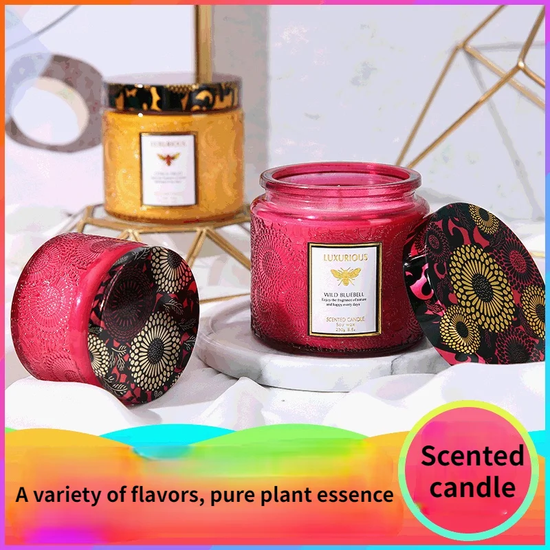 

Creative Black Smoke-free Environmental Protection Soybean Aromatherapy Candle Embossed Starry Glass Home Atmosphere Decorations