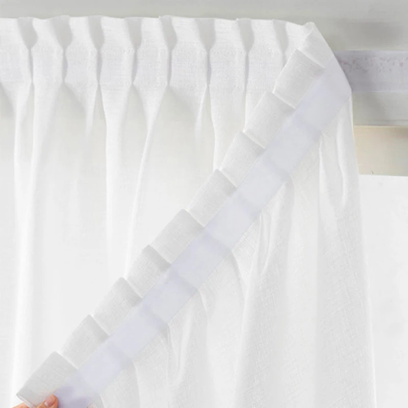 

Self-Adhesive Weave Textured Privacy Translucent Drape for Door Tricia Window Punch-Free Semi Sheer French Curtain Velcro