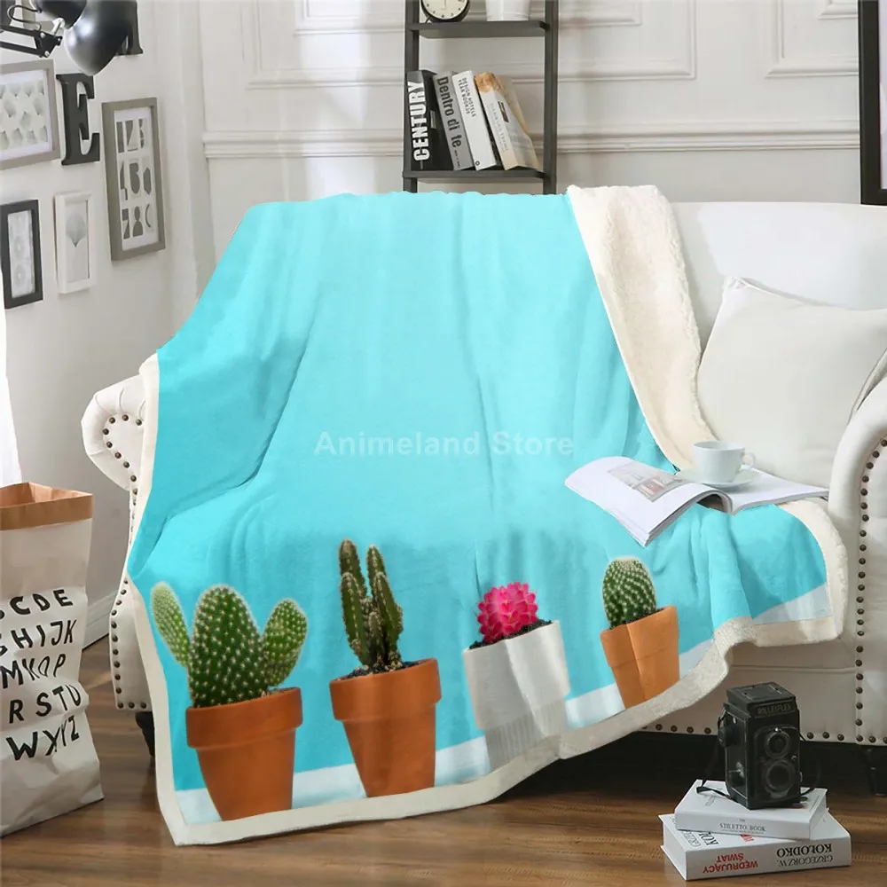 

Одеяло с растениями и кактусами, Флисовое одеяло с 3D принтом для кровати, домашний текстиль, роскошный подарок для взрослых, теплое покрывал...