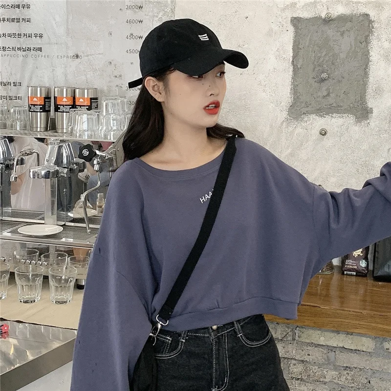 

Vintage Short Sweater for Women Trendy Ins 2021 New Spring and Autumn Thin Loose Korean Chic Early Autumn Top Long sleeve