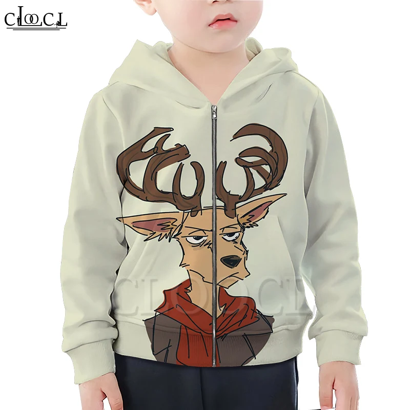 

CLOOCL новейший мультфильм аниме BEASTARS мальчик девочка на молнии Толстовка 3D печать детей с капюшоном семья приталенная одежда Повседневная Ул...