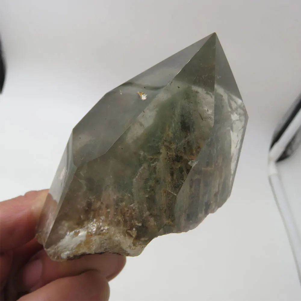 315g 100% Natural AAA Phantom Quartz Crystal Single Terminated Wand Point six prism Reiki Healing Mineral Specimen Stone | Дом и сад