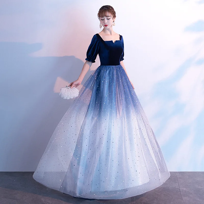

2021 Вечерние платья Формальные вечерние платье Vestido квадратный вырез короткий рукав ТРАПЕЦИЕВИДНОЕ длинное платье для выпускного вечера мо...