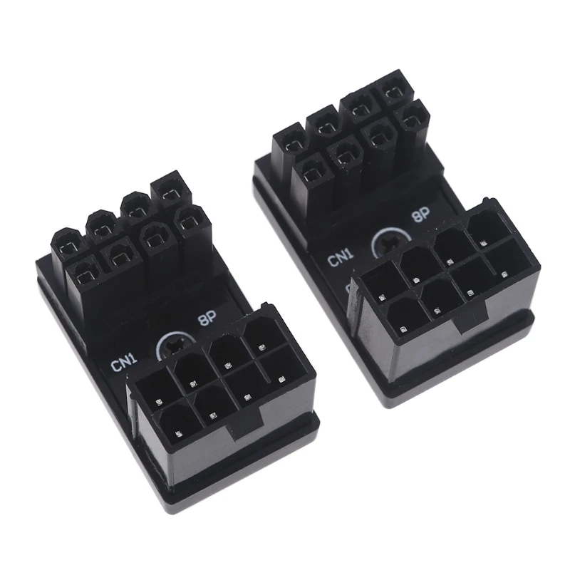 

Brand New 2pcs 8-Pin Female to 8pin Male 180 Degree Up Angled+Down Angled Power Adapter for Desktop Computer PC Graphics Video