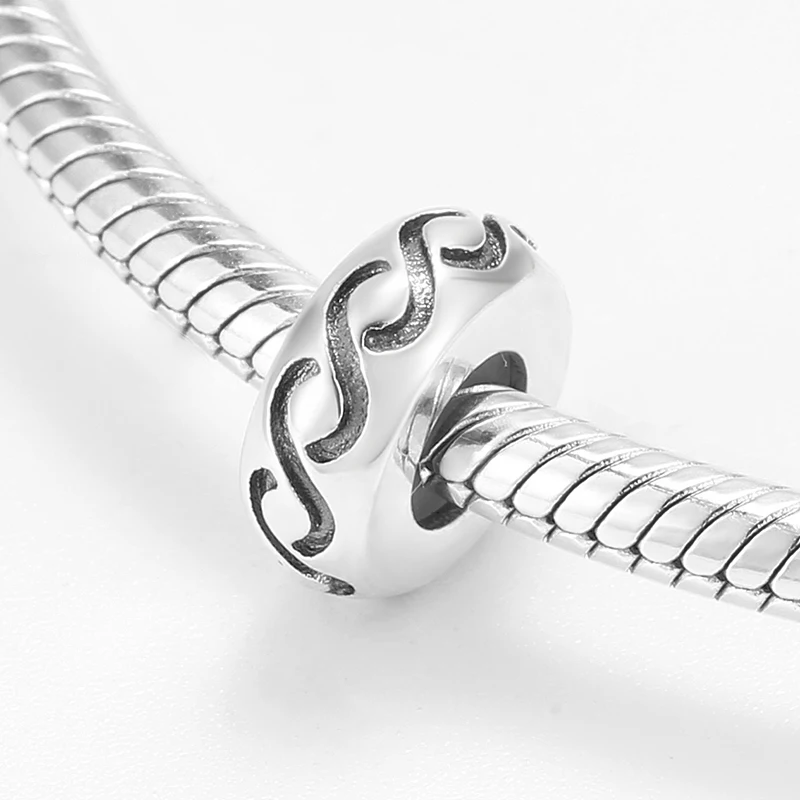 100% 925 пробы Серебряная круглой формы разделительные бусины подходят для