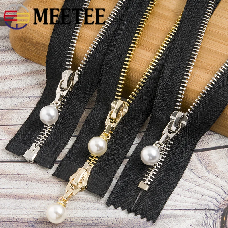 Meetee 20/80/120 см 5 # металлическая молния жемчужная ползунок Женская открытая для