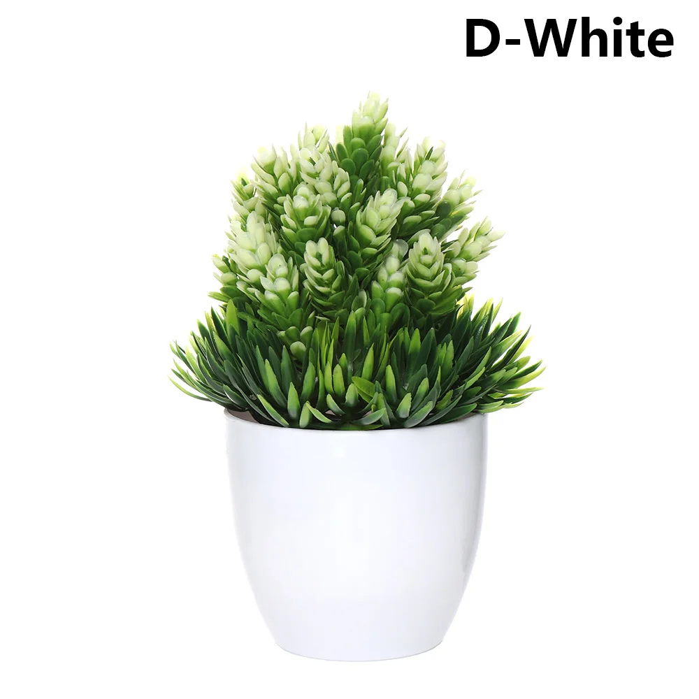 D-White 1 комплект искусственный пластиковый бонсай заменитель пены в горшке реалистичные растения Настольный орнамент топиарная сосновая дерево украшение для дома ремесла - Цвет: D-White