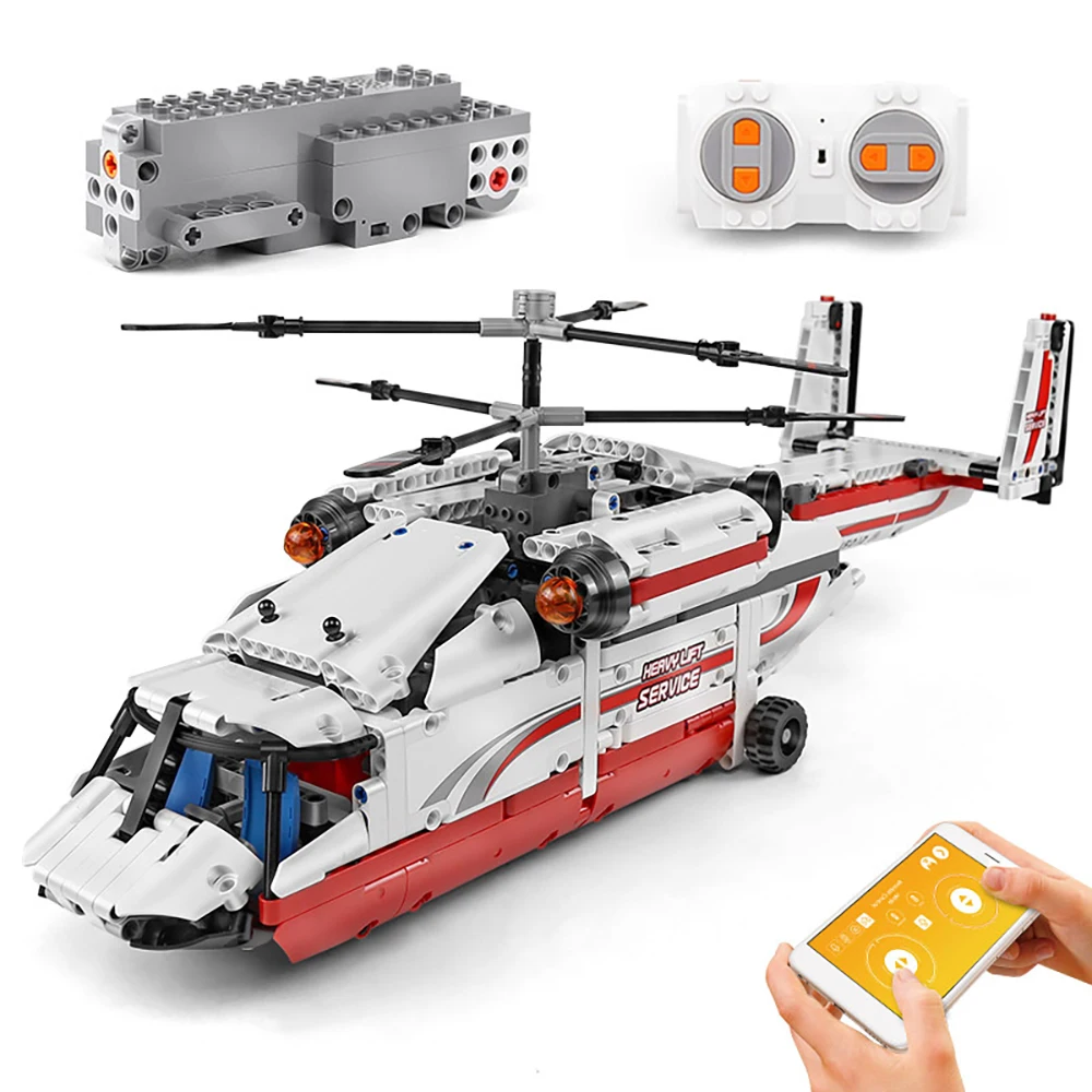 

High-Tech Series The APP Remote Control Plane Heavy Lift Helicopter Model Building Blocks Bricks Toys Kid Christmas Gifts