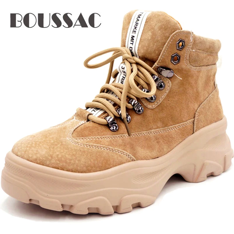 BOUSSAC женские кроссовки из натуральной кожи на платформе коллекция 2019 года Модные