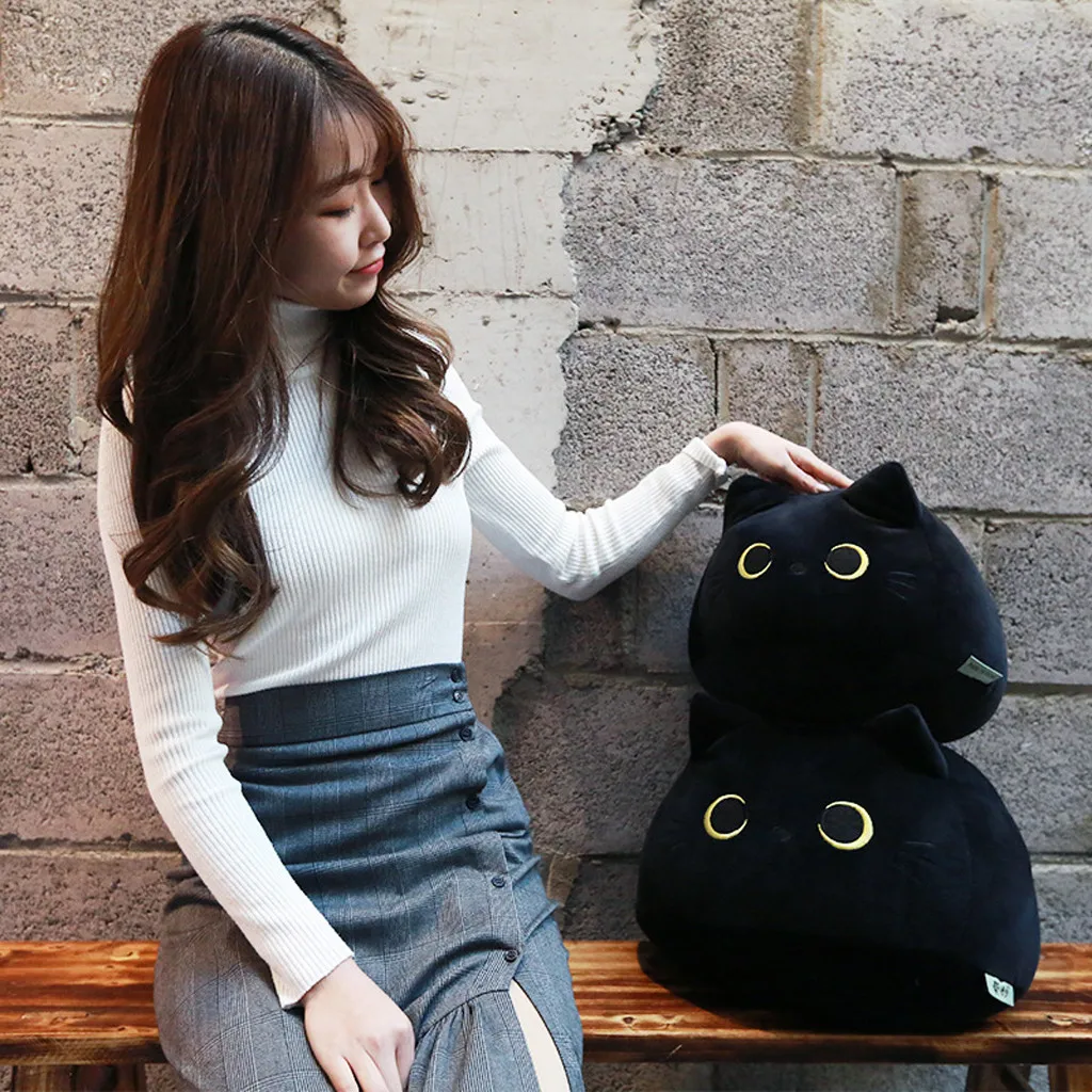 

1PC Gardening Spring Plush Toy Black Cat room decoration Plush Doll Pillow Creative Cat Shape Pillow Gift Lovely Animal Doll