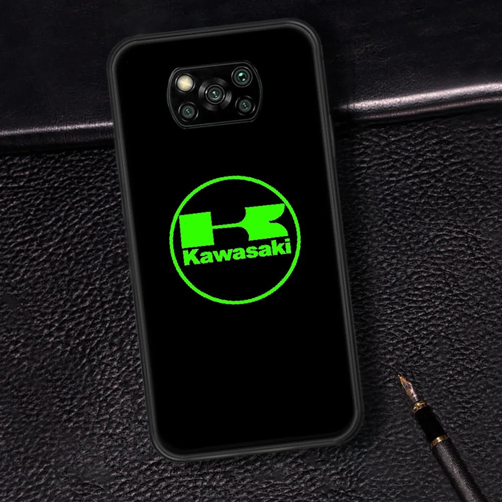 

Japan Brand Kawasaki Phone case Cover Hull For Xiaomi Mi A2 A3 8 9 SE 9T 10 10T Lite Pro Ultra Poco x3 black Hoesjes Fashion
