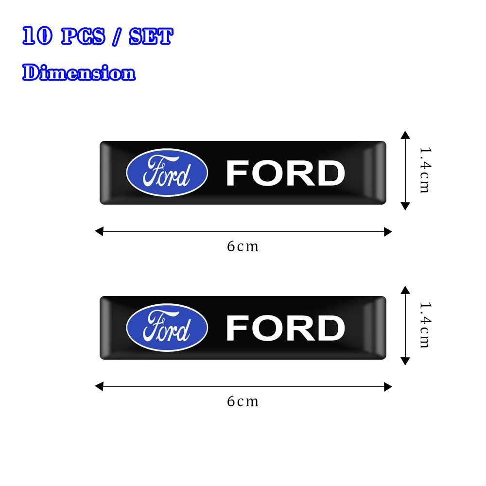 10PCS 3D Car Epoxy Resin Emblem Badge Sticker Auto Styling Decorative Decals For Ford Focus Mk2 Party Mk3 Ranger Mondeo Ecosport |