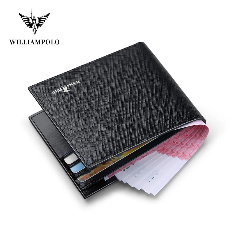 Двухскладной мужской кошелек WILLIAMPOLO Тонкий минималистичный бумажник из