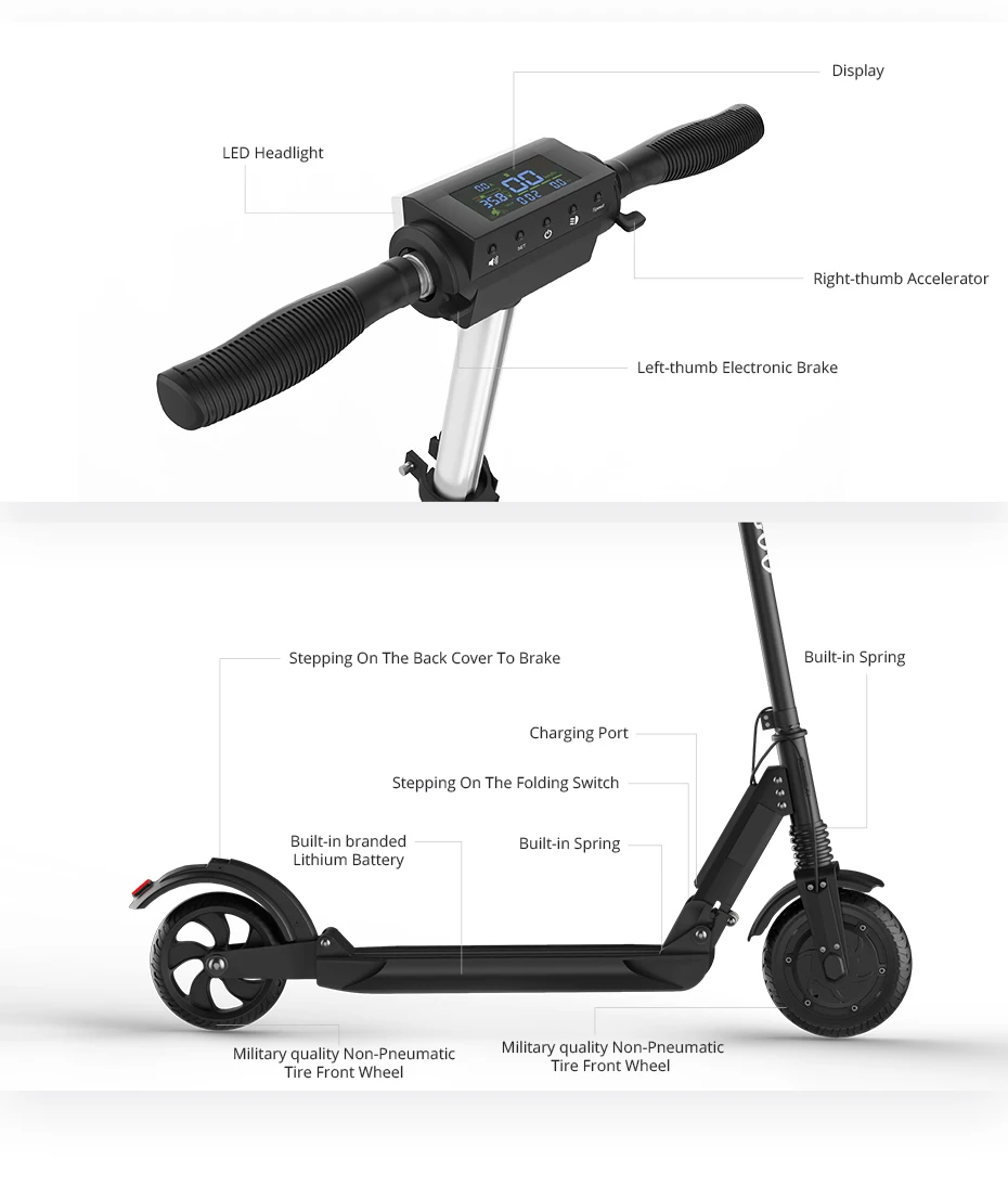 [Европейский запас] KUGOO S1 складной электрический скутер для взрослых 350 Вт 30 км/ч 30 км/ч диапазон ЖК-дисплей 8,5 дюймов e скутер для XIAOMI M365