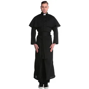 Adult Clergyman Priest Costume Men Religious Missionaries Pastor Costumes Halloween Purim Party Mardi Gras Fancy Dress