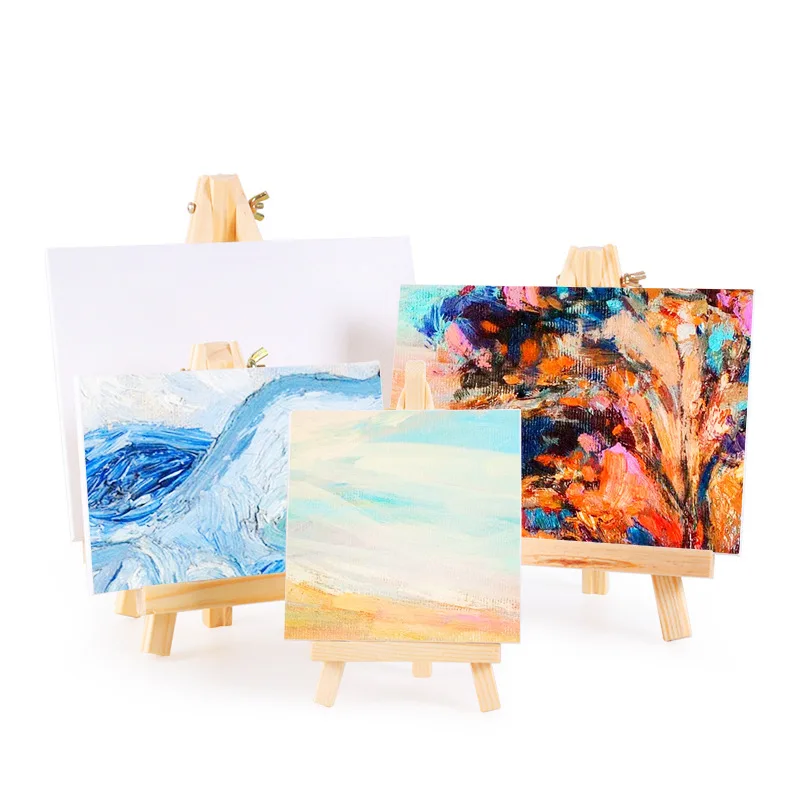 Деревянный мольберт Mini Artist с холстом необработанная деревянная свадебная