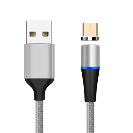 SilverCable And Plug Sarika 3A светодиодный магнитный Зарядное устройство кабель для samsung huawei Xiaomi Android Быстрая зарядка Магнит Micro USB Зарядное устройство Кабель Micro-USB провод - Цвет: SilverCable And Plug