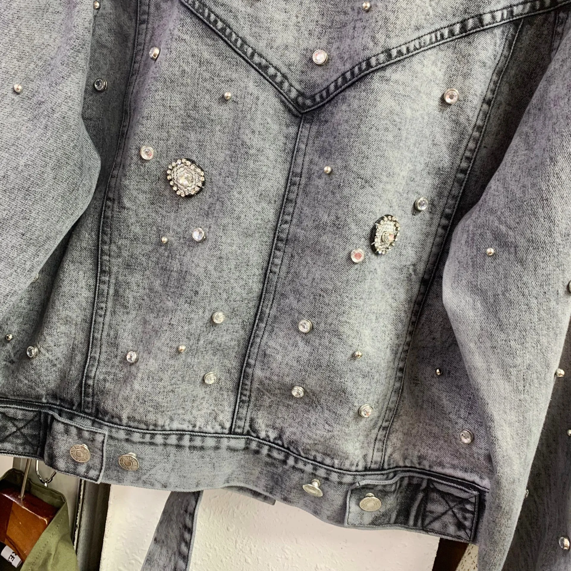 

2019 Spring Autumn Lapel Long Sleeve Heavy Industry Drill Denim Coat Womens Loose Jean Jackat Girls Students Casual Jeans Coats